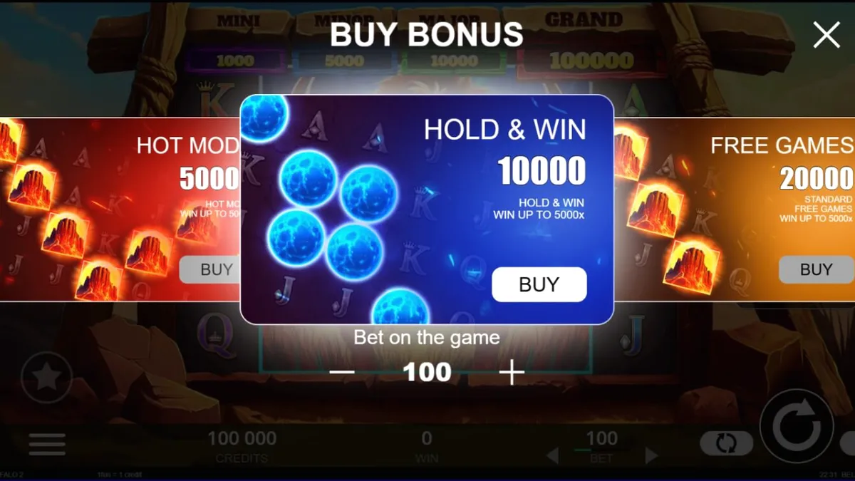Big Wild Buffalo 2 slot game interface