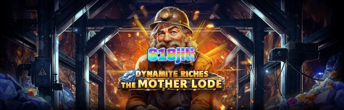 Dynamite Riches The Mother Lode slot interface na may mga gintong simbolo at mining theme.